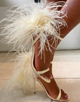 The Arabella 100mm Feather Trim Sandals